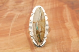 Genuine Boulder Turquoise Sterling Silver Navajo Ring